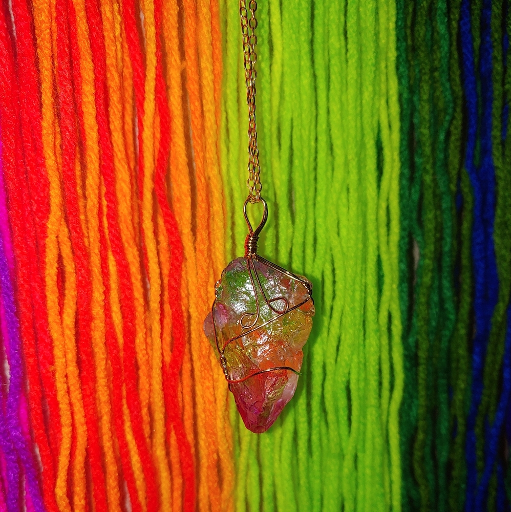 Rainbow Chakra Crystal ~Adjustable Necklace